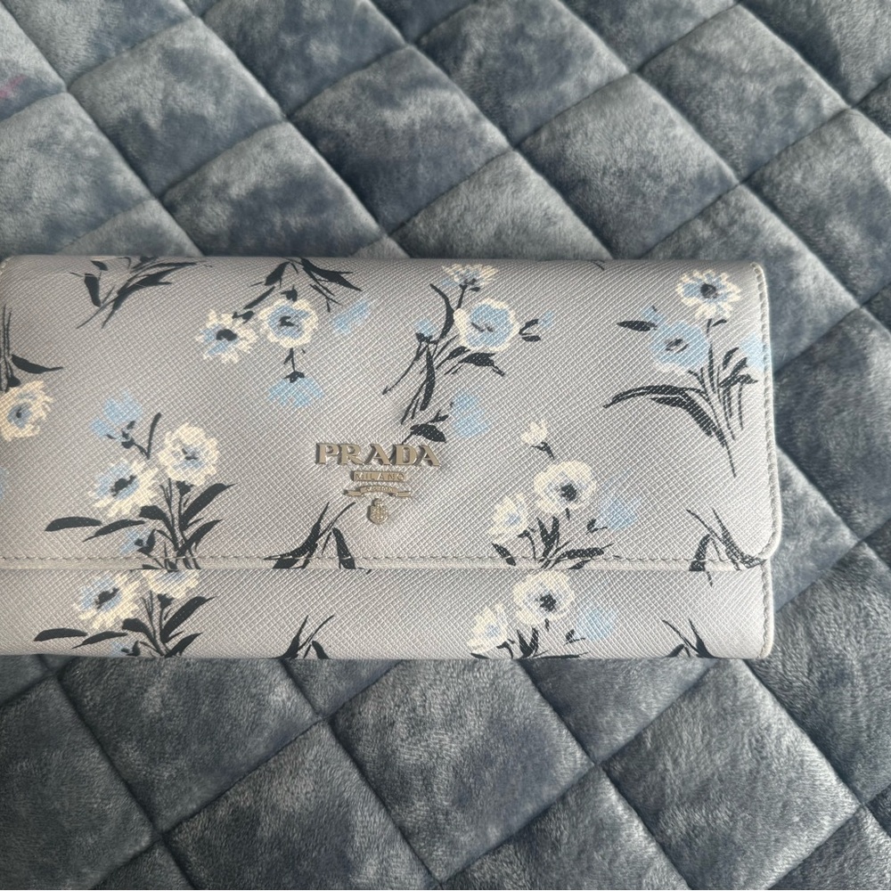 Prada Gray Floral Women's Wallet